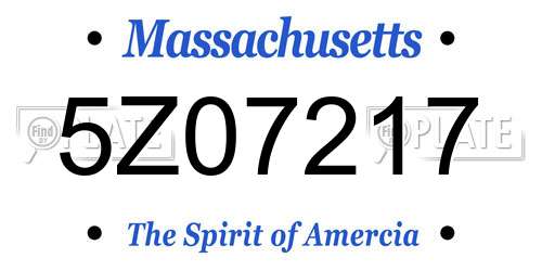 5Z07217 Massachusetts License Plate