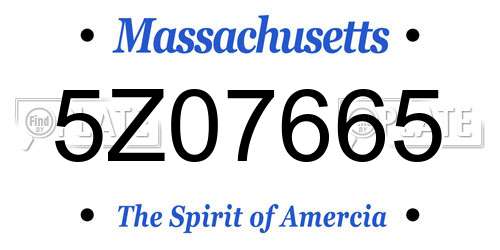 5Z07665 Massachusetts License Plate