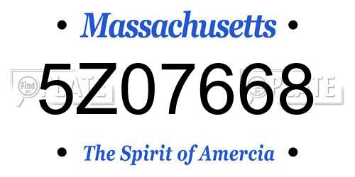 5Z07668 Massachusetts License Plate
