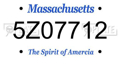 5Z07712 Massachusetts License Plate