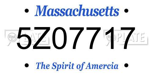 5Z07717 Massachusetts License Plate