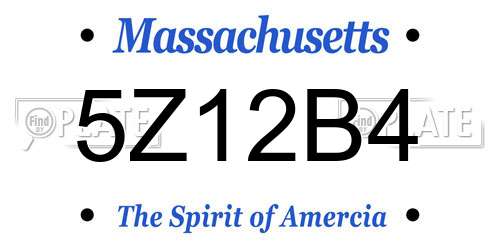 5Z12B4 Massachusetts License Plate