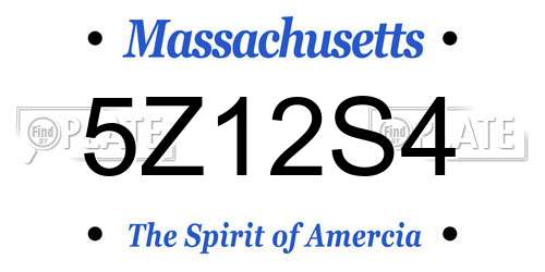 5Z12S4 Massachusetts License Plate