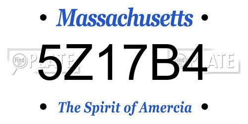 5Z17B4 Massachusetts License Plate