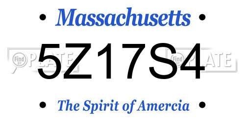 5Z17S4 Massachusetts License Plate