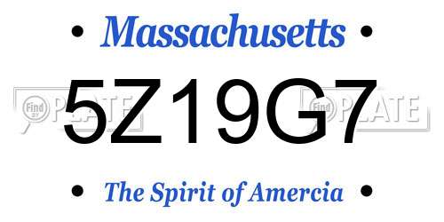 5Z19G7 Massachusetts License Plate