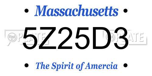 5Z25D3 Massachusetts License Plate