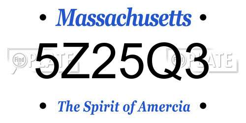 5Z25Q3 Massachusetts License Plate