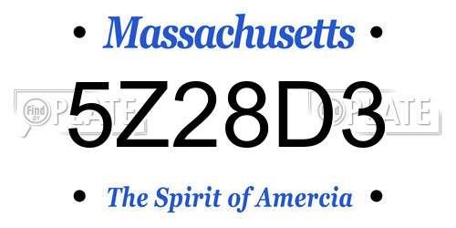 5Z28D3 Massachusetts License Plate