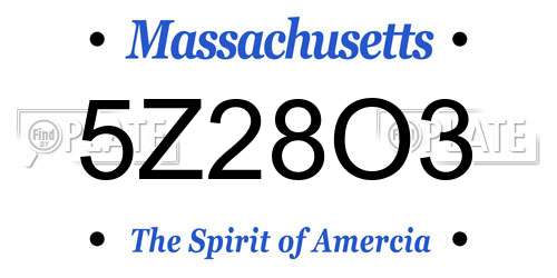 5Z28O3 Massachusetts License Plate