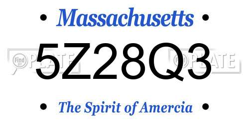 5Z28Q3 Massachusetts License Plate