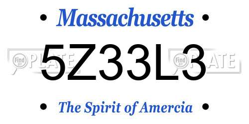 5Z33L3 Massachusetts License Plate