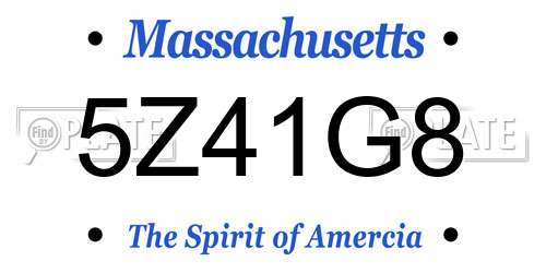 5Z41G8 Massachusetts License Plate