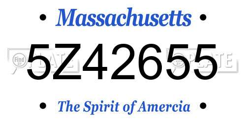 5Z42655 Massachusetts License Plate