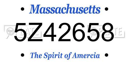 5Z42658 Massachusetts License Plate