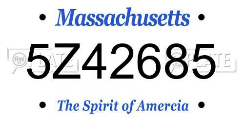 5Z42685 Massachusetts License Plate