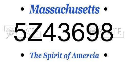 5Z43698 Massachusetts License Plate