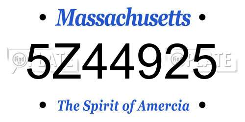 5Z44925 Massachusetts License Plate