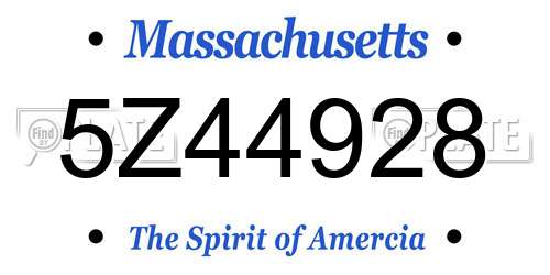 5Z44928 Massachusetts License Plate