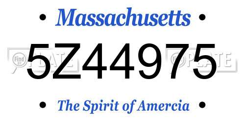 5Z44975 Massachusetts License Plate