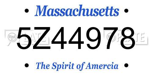 5Z44978 Massachusetts License Plate