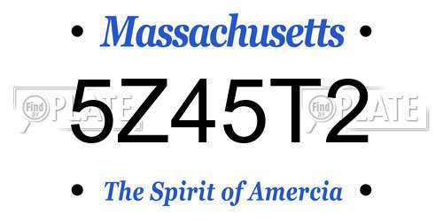 5Z45T2 Massachusetts License Plate