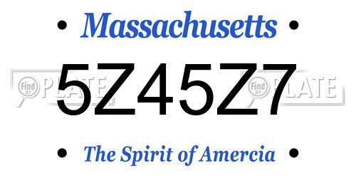 5Z45Z7 Massachusetts License Plate