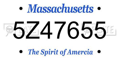 5Z47655 Massachusetts License Plate