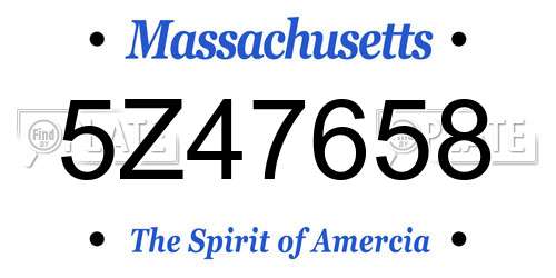 5Z47658 Massachusetts License Plate