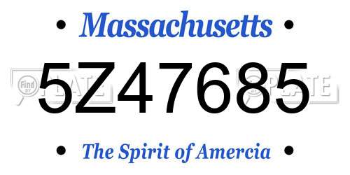 5Z47685 Massachusetts License Plate