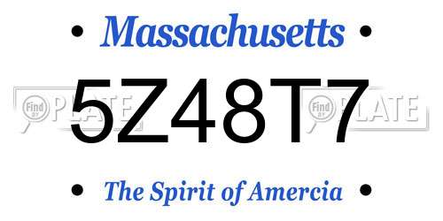 5Z48T7 Massachusetts License Plate