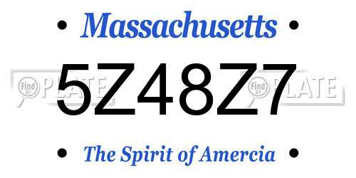 5Z48Z7 Massachusetts License Plate