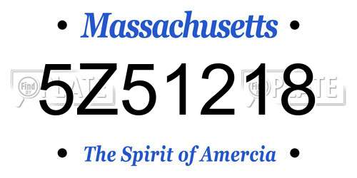 5Z51218 Massachusetts License Plate