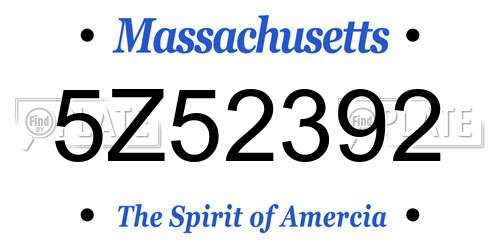 5Z52392 Massachusetts License Plate