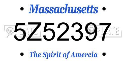 5Z52397 Massachusetts License Plate