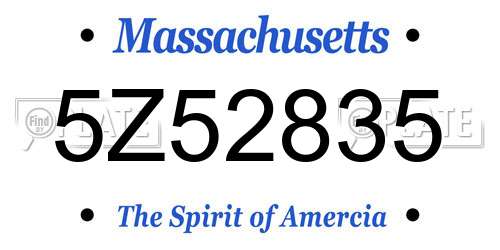 5Z52835 Massachusetts License Plate