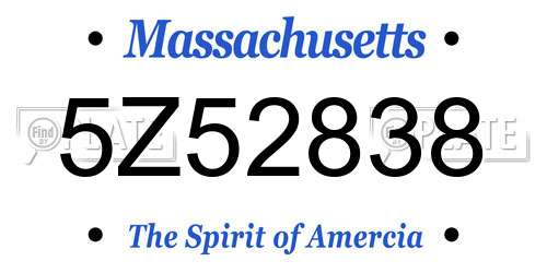 5Z52838 Massachusetts License Plate