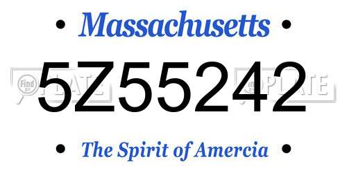 5Z55242 Massachusetts License Plate