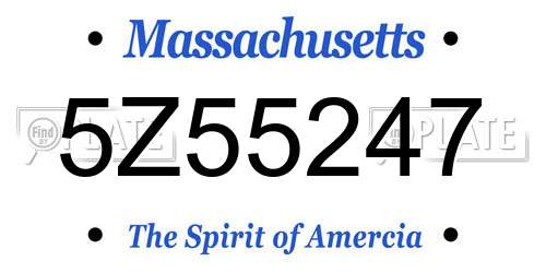5Z55247 Massachusetts License Plate