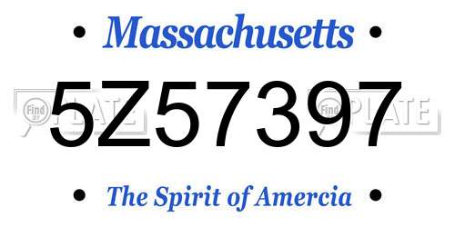 5Z57397 Massachusetts License Plate