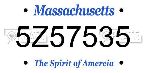 5Z57535 Massachusetts License Plate