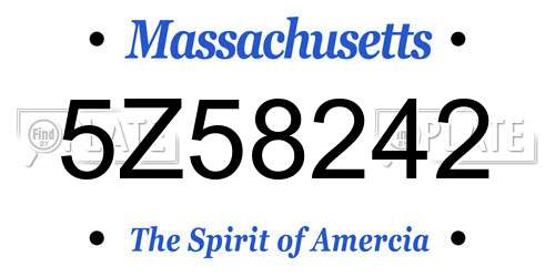 5Z58242 Massachusetts License Plate