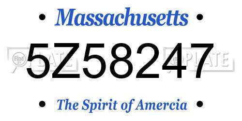 5Z58247 Massachusetts License Plate