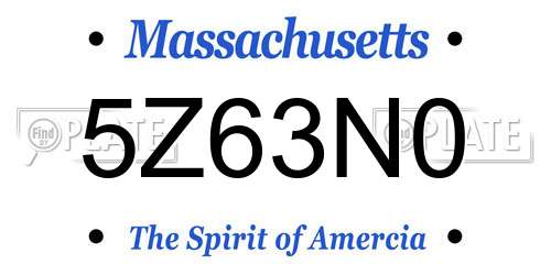 5Z63N0 Massachusetts License Plate