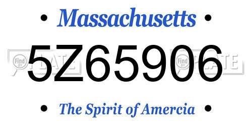 5Z65906 Massachusetts License Plate