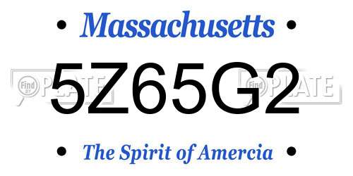 5Z65G2 Massachusetts License Plate