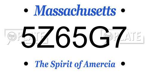 5Z65G7 Massachusetts License Plate