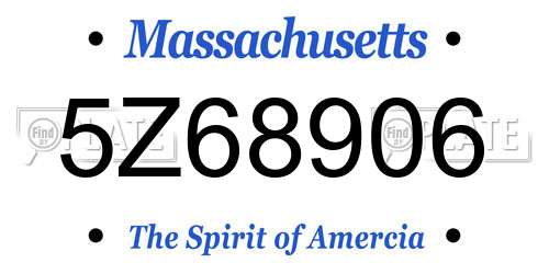 5Z68906 Massachusetts License Plate