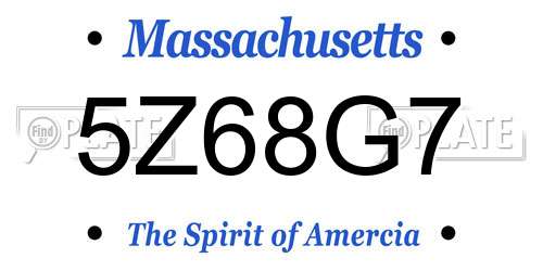 5Z68G7 Massachusetts License Plate