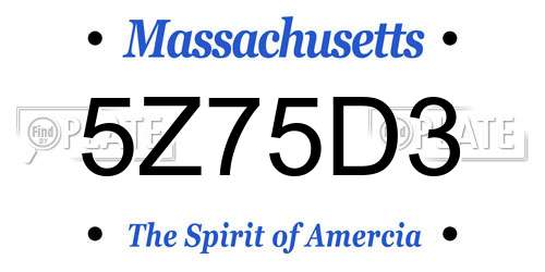 5Z75D3 Massachusetts License Plate